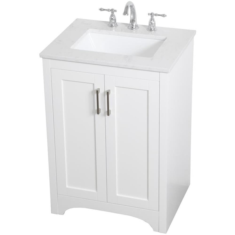 Elegant Decor Moore 24' Single Quartz Top Bathroom Vanity In White