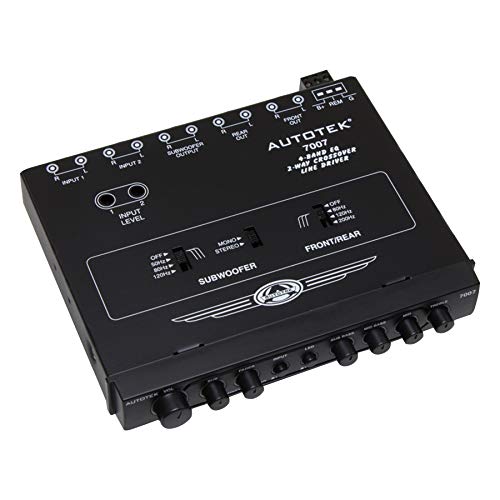 Autotek 7007 Multiple Source Signal Processor (Black)     .5 Inch Din, 2-Way, 4-Band Eq, 9 Volt Line-Driver, 2 Inputs, 3 Outputs