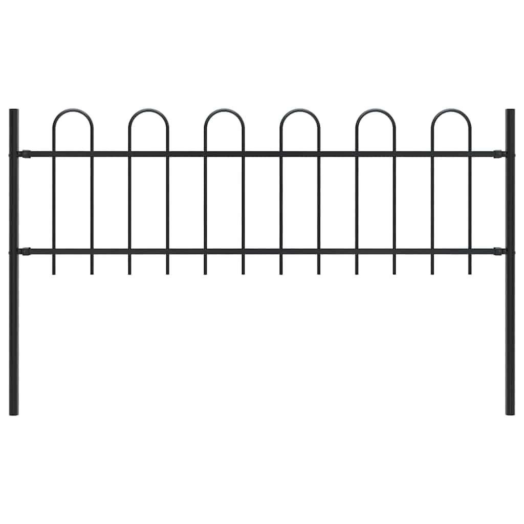 vidaXL Garden Fence with Spear Top Steel 5.5ft Black