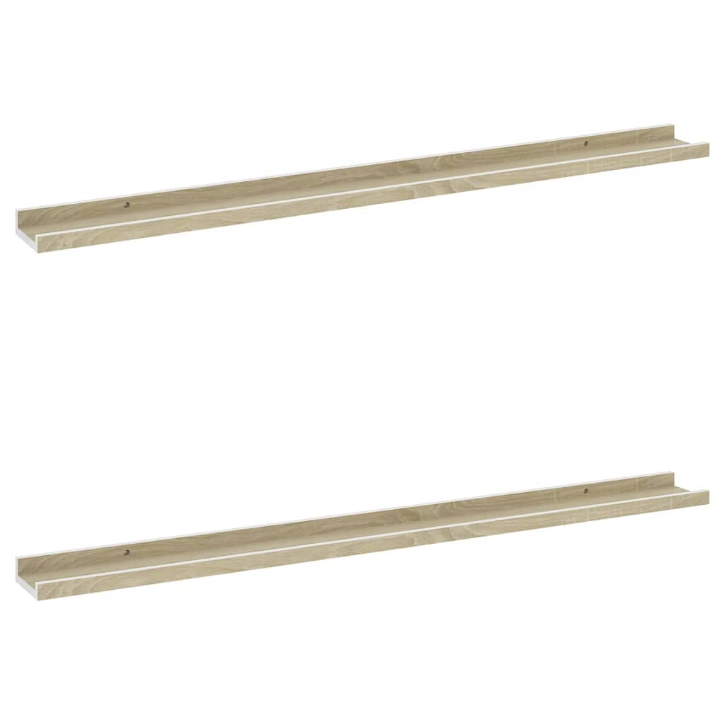 vidaXL Wall Shelves 2 pcs White and Sonoma Oak 39.4x3.5"x1.2"