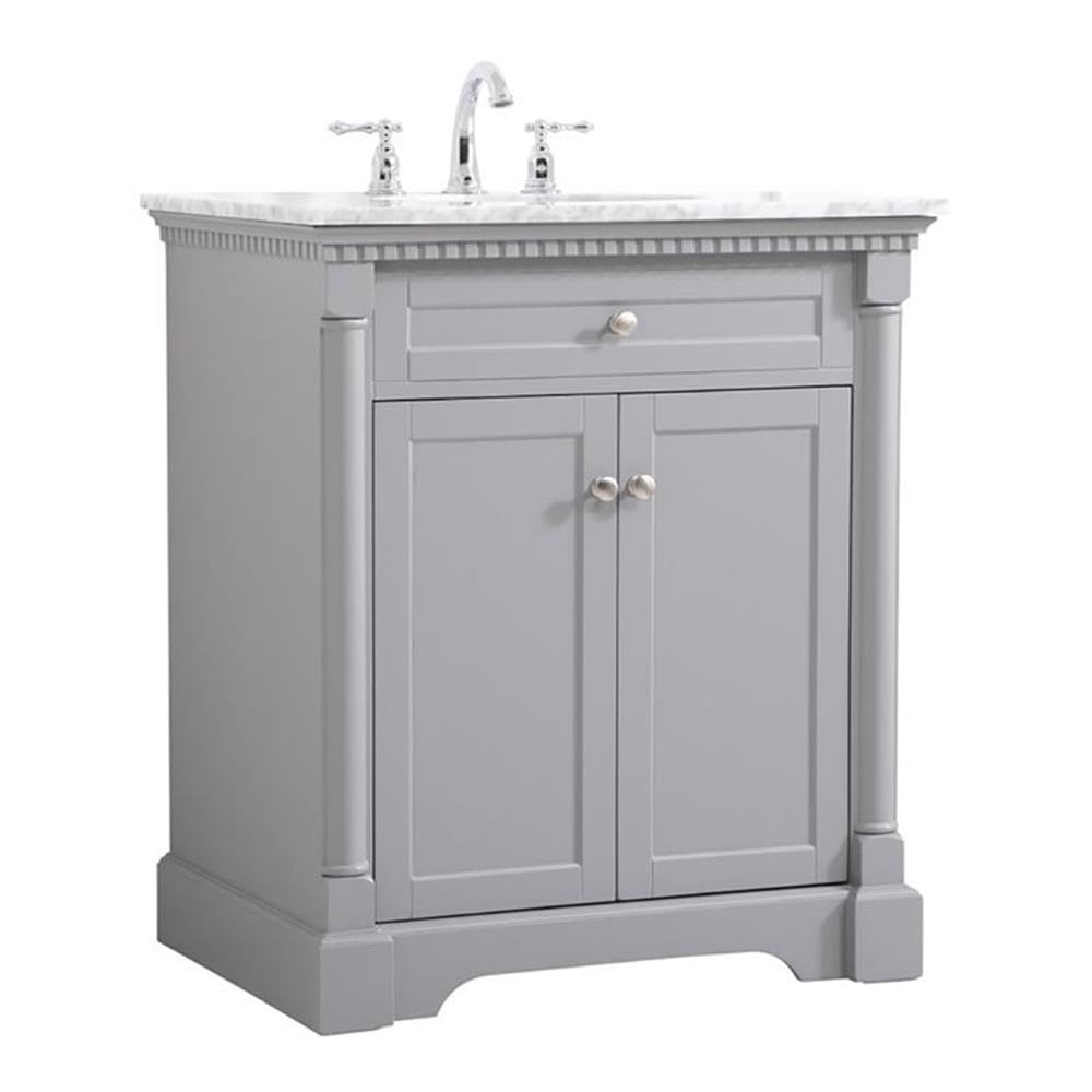 Elegant Decor Indoor Modern Under Sink Bathroom Fixtures Storage Organizer Cabinet 36 Inch Single Bathroom Vanity - White With B