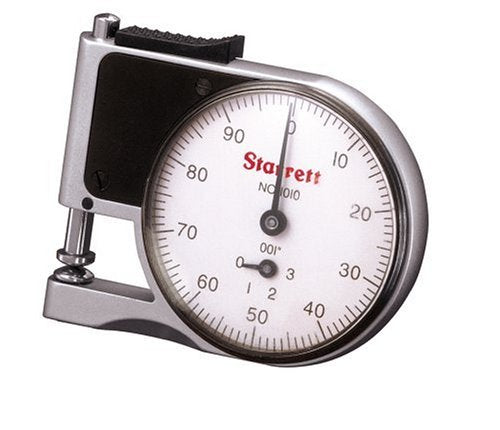 Starrett Dial Indicator Pocket Thickness Gage With Chrome Plated Case For Materials Up To 3/8 Thick - 0-.375 Range, 0-100 Di