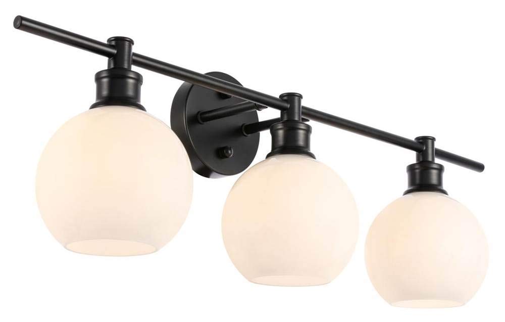 Living District Collier 3-Light Metal Wall Sconce In Black And Frosted White