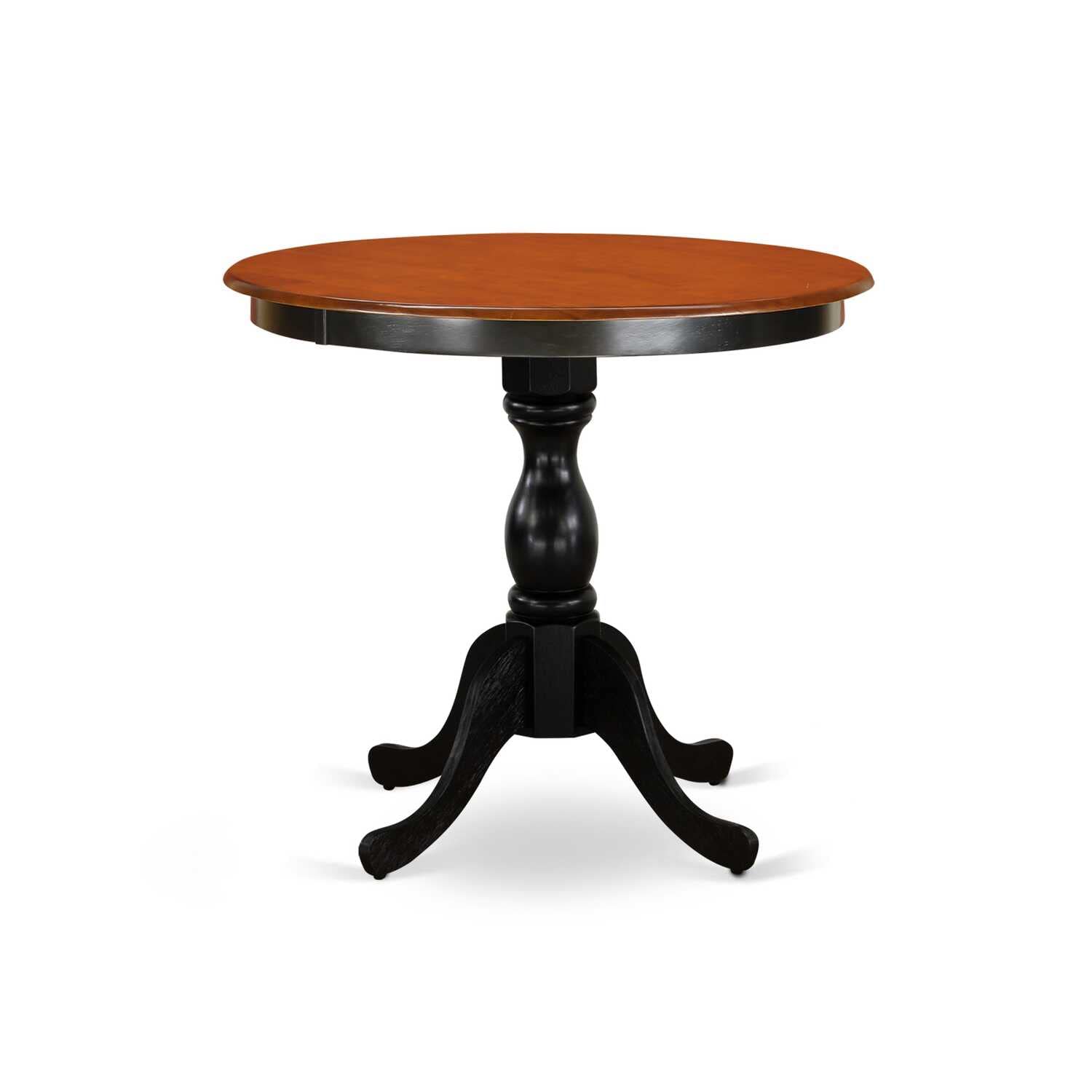 East West Furniture ESAB3-BCH-06 3-Piece Dinette Set Include a Wooden Table and 2 Shitake Linen Fabric Padded Chairs with High Back - Black Finish