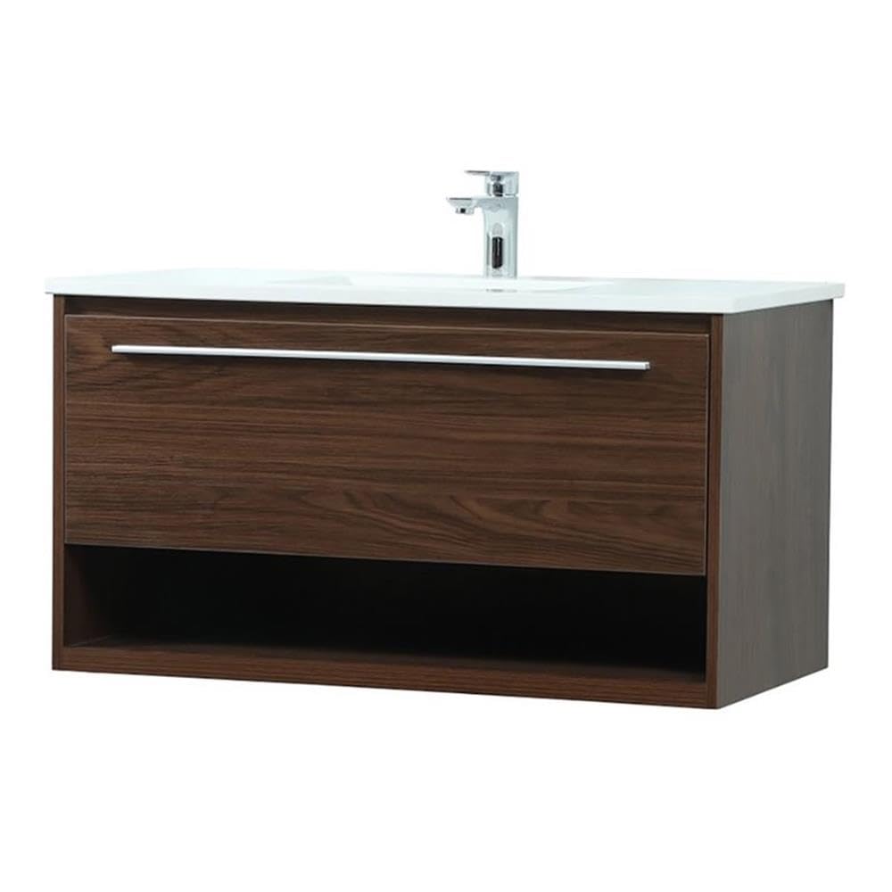 Elegant Decor Roman 36 Aluminum Alloy Mdf Single Bathroom Vanity In Walnut