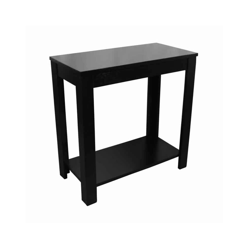 Benjara Wooden Chairside Table With Bottom Shelf And Block Legs, Black