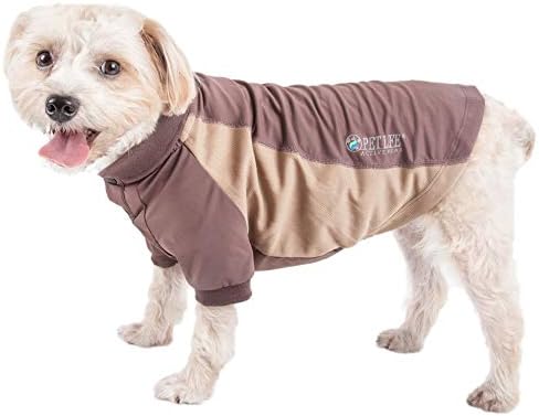 Pet Life  Active Barko Pawlo Relax-Stretch Wick-Proof Performance Dog Polo T-Shirt, Brown - Small