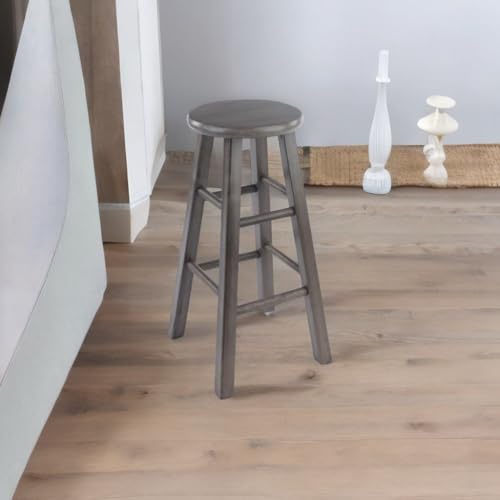 Casafoyer Rustic Wood Ivy Counter Stool | Weathered Finish | Solid & Stable | Charming