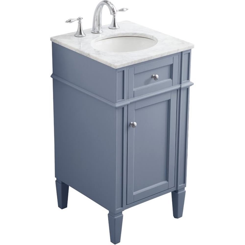 Elegant Decor Park Avenue 18' Single Marble Top Bathroom Vanity In Gray