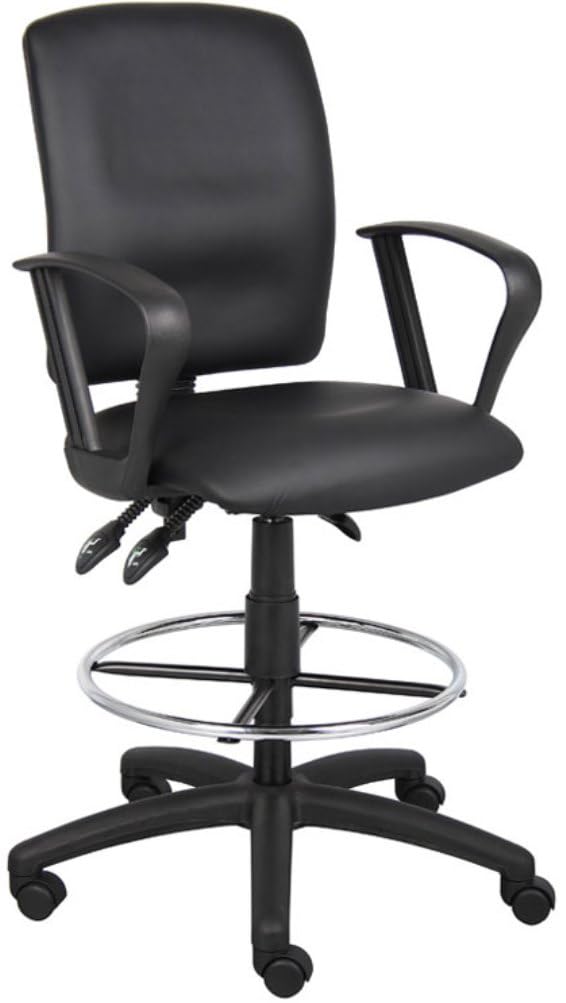 Boss Multi-Function LeatherPlus Drafting Stool W/ Loop Arms