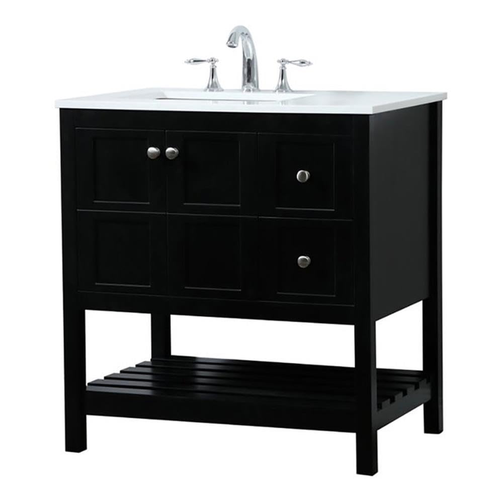 Elegant Decor Theo 32 Zinc Alloy Mdf Single Bathroom Vanity In Black
