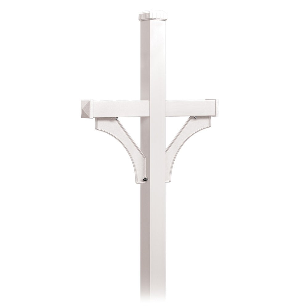 Deluxe Post - 2 Sided - In-Ground Mounted - for Roadside Mailboxes - White