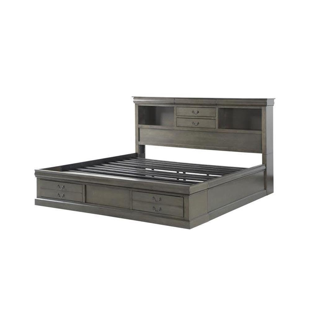 ACME Louis Philippe III  Queen Bed w/Storage, Dark Gray