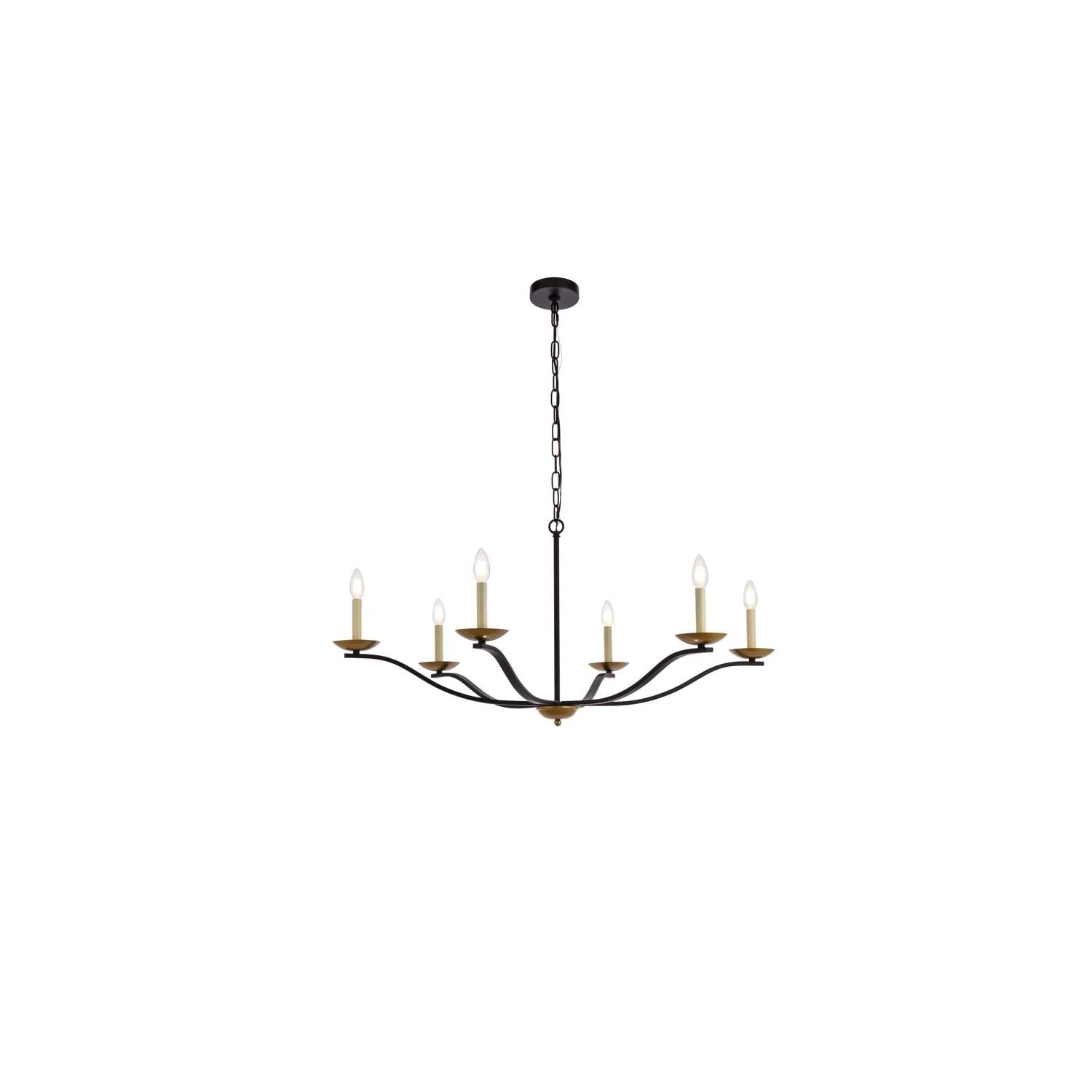Trey 42 inch pendant in black and brass