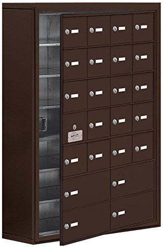 Surface Mounted Cell Phone Locker with 20 A Doors (19 usable) 4 B Doors in Bronze - Keyed Locks