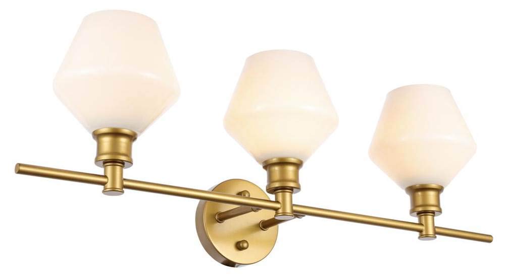 Living District Gene 3-Light Metal Wall Sconce In Brass And Frosted White Glass