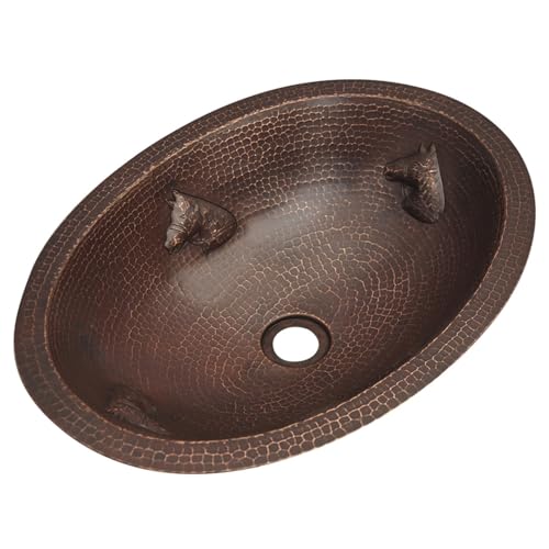 INNOVA COPPER OVAL BATH SINK HORSES DESIGN ROUND LIP 19X14X6 G18 DARK