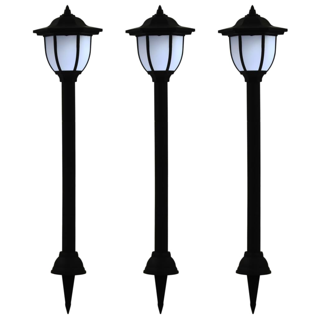 Vidaxl Outdoor Led Solar Lamps - Set Of 3 - Durable Pp Construction, Eco-Friendly And Maintenance-Free Lighting For Gardens, Patios, Paths