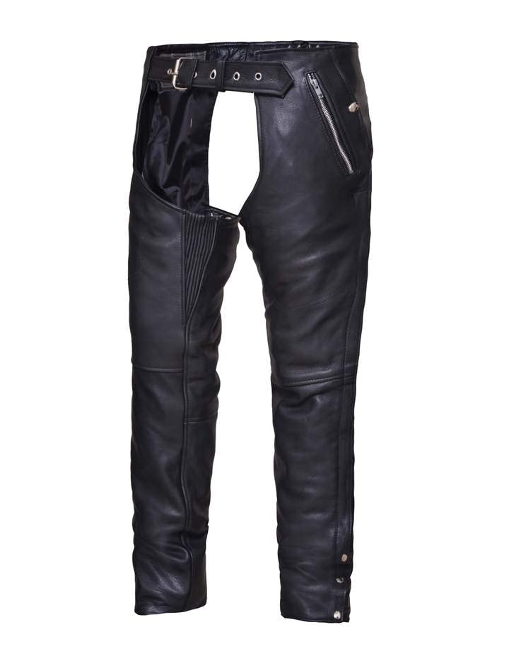 COWHIDE Unisex 4-Pocket Chaps ,Black ,M