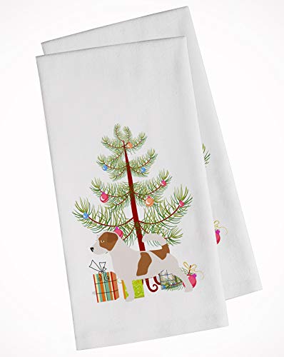 Carolines Treasures Bb2925Wtkt Jack Russell Terrier Merry Christmas Tree White Kitchen Towel Set Of 2, 19 X 25, Multicolor