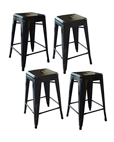 Buffalo Tools Bs24Blkset 24 Metal Stool Black - 4 Pack, 16L X 16W X 24H