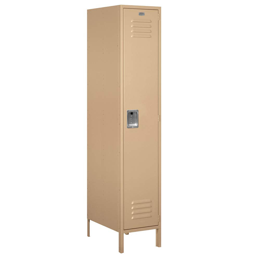 18 Wide Single Tier Standard Metal Locker - 1 Wide - 6 Feet High - 21 Inches Deep - Tan - Assembled