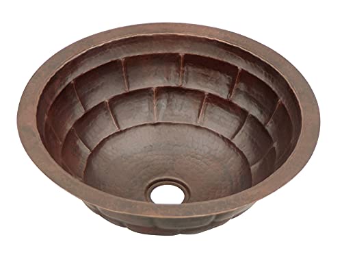 INNOVA COPPER ROUND BATH SINK TURTLE SHELL DESIGN FLAT LIP 17X17X6 G18 DARK BROWN