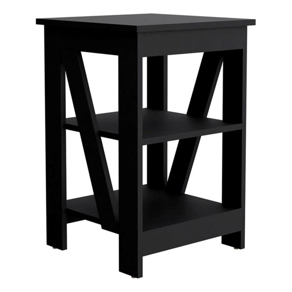 End Table, Side Table, Nightstand, 3-Tier Storage Shelf, Sofa Table for Small Space Black