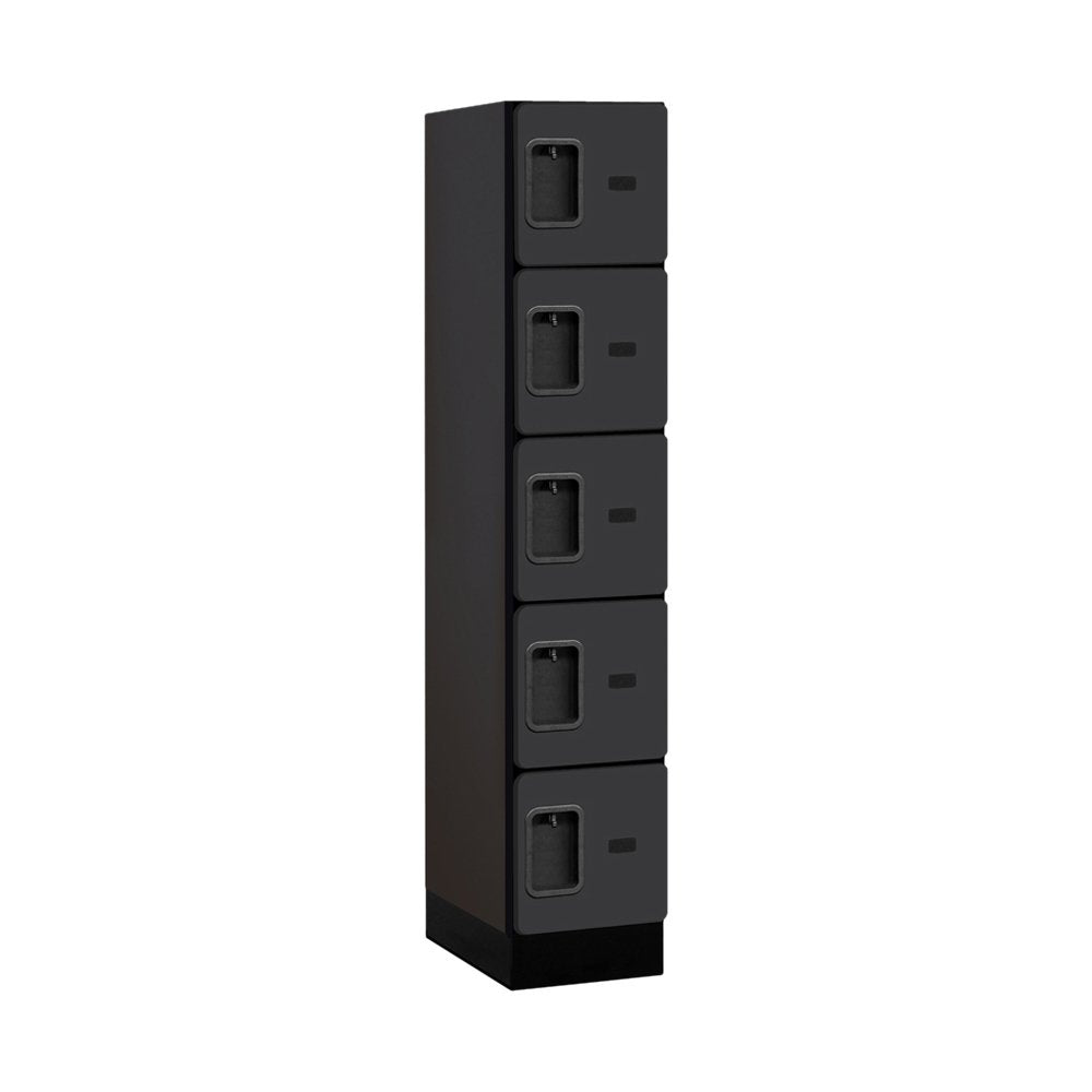 12 Wide Five Tier Box Style Designer Wood Locker - 1 Wide - 5 Feet High - 18 Inches Deep - Black
