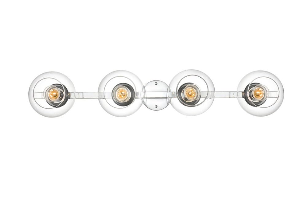 Living District Rogelio 4-Light Iron & Glass Bath Sconce In Chrome/Clear