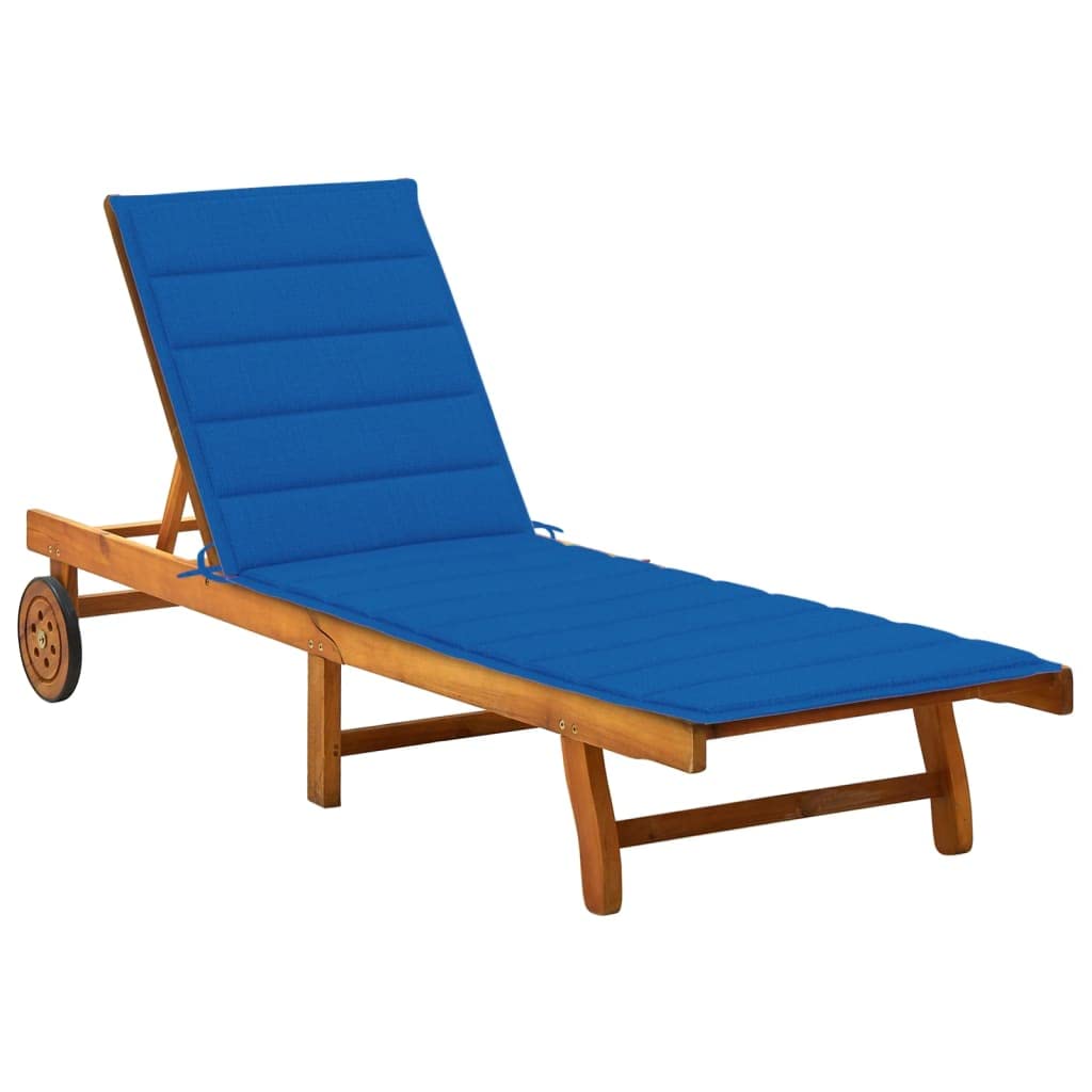 vidaXL Patio Sun Lounger with Cushion Solid Wood Acacia
