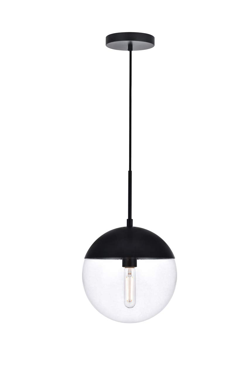 Eclipse 1 Light Black Pendant With Clear Glass