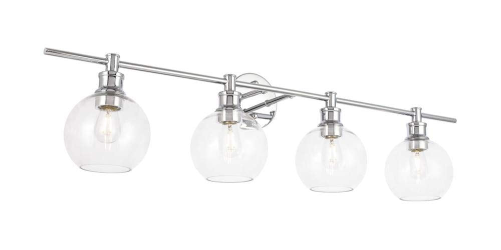 Living District Collier 4-Light Metal Wall Sconce In Chrome And Clear Glass