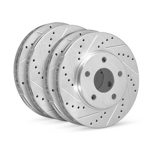 R1 Concepts Drilled and Slotted Silver Disc Brake Rotor and Drum Set WGPN2-47036