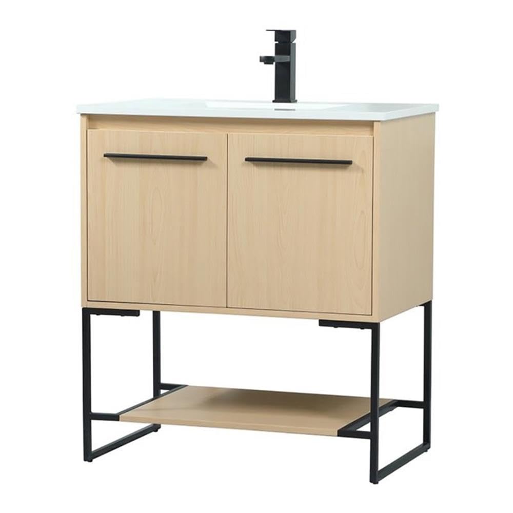 Elegant Decor Sloane 30 Mdf And Steel Single Bathroom Vanity In Maple