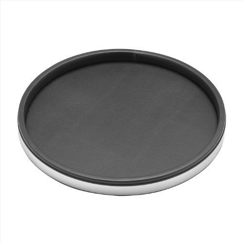 Kraftware Waste Basket Black With Polished Chrome Band, Made In Usa