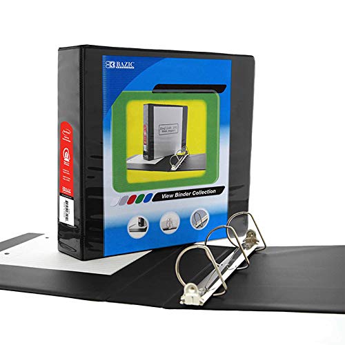 Bazic 3' Black Slant-D Ring View Binder W/ 2 Pockets, Case Pack 12