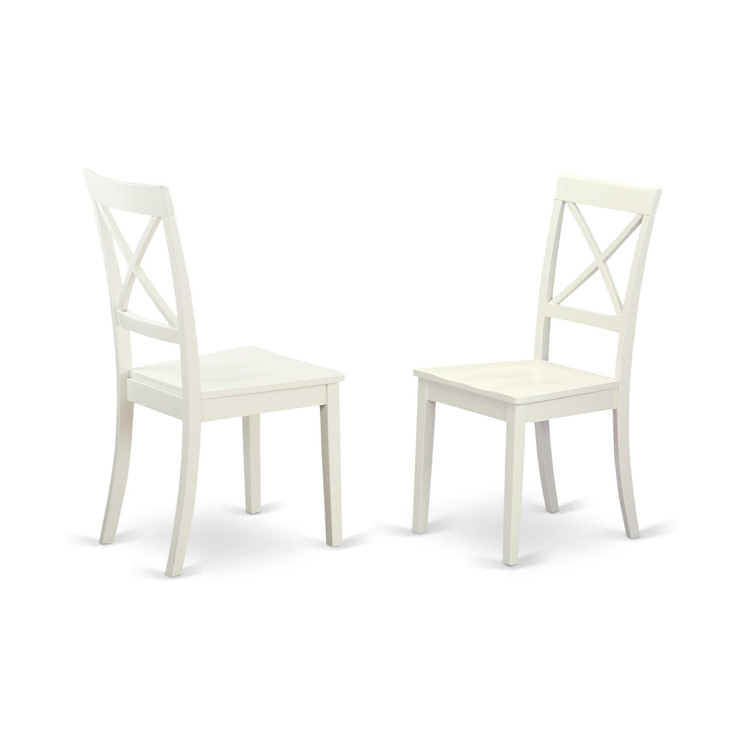 Set of 2 Chairs BOC-WHI-W Boston X- back Chair for dining room with Wood Seat