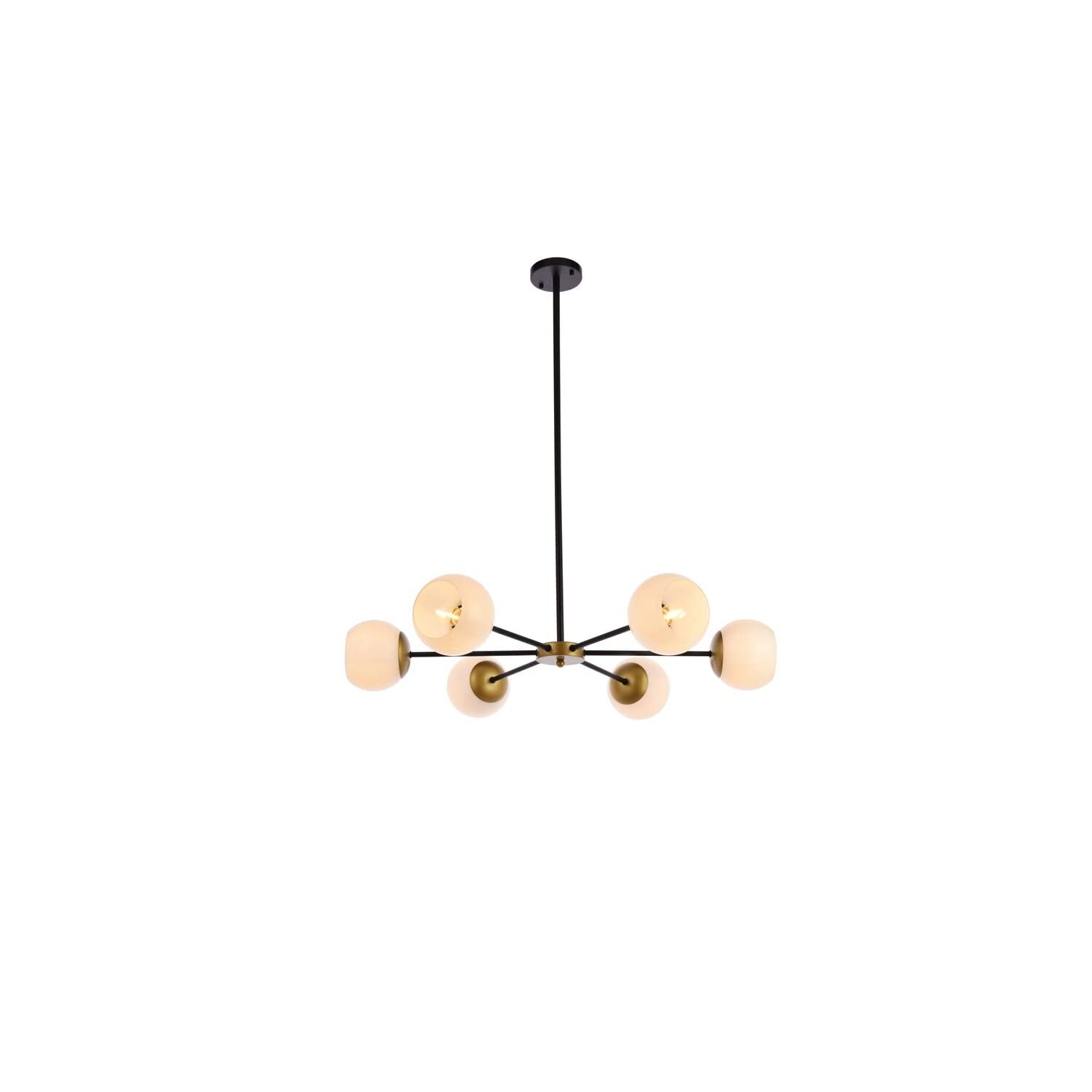 Briggs 36 inch pendant in black and brass with white shade