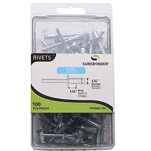 Fpc84S-100 Short Steel Rivets - 1/4 Diameter, 1/4 Grip - 100 Count