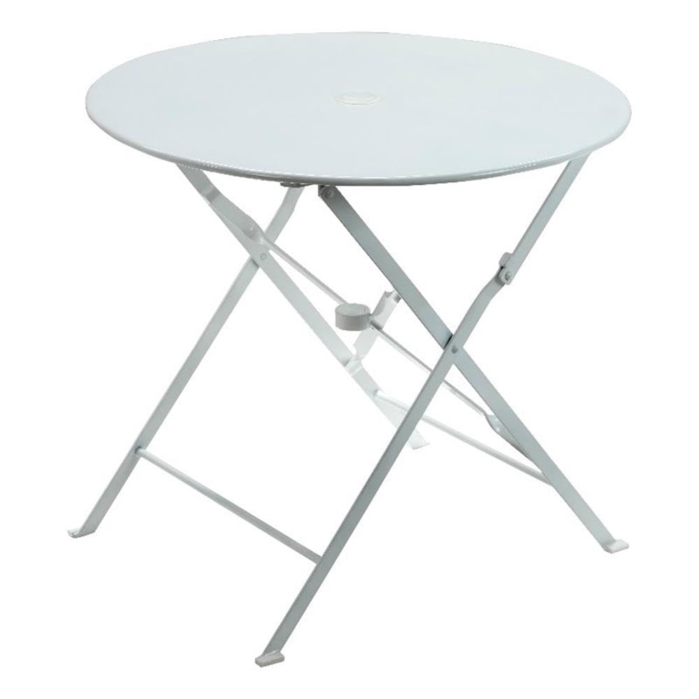 Bistro 30 Round Folding Outdoor Table - Umbrella Hole - White