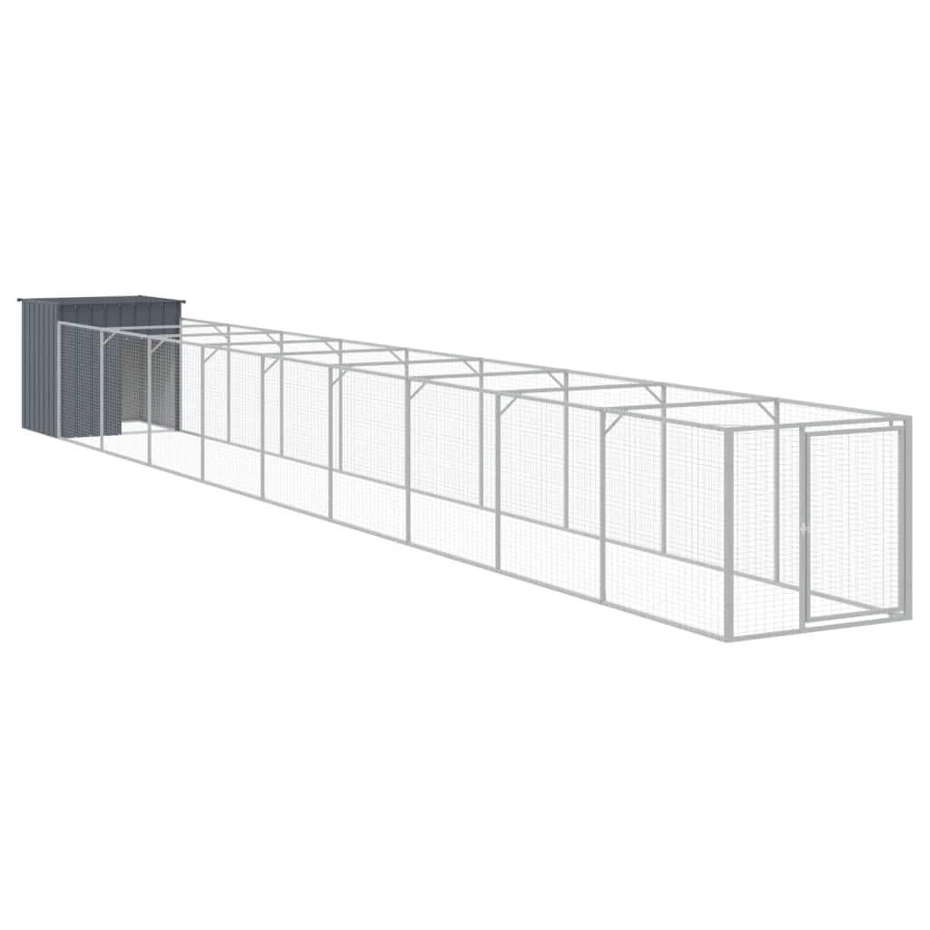 vidaXL Dog House with Run Anthracite 43.3x400.4"x43.3" Galvanized Steel"
