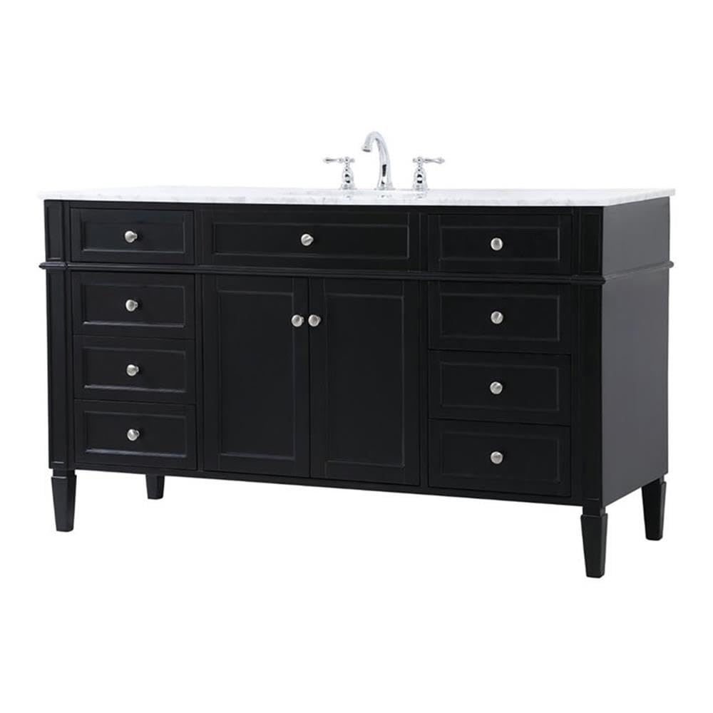 Elegant Decor Park Avenue 60 Metal Mdf Marble Single Bathroom Vanity In Black