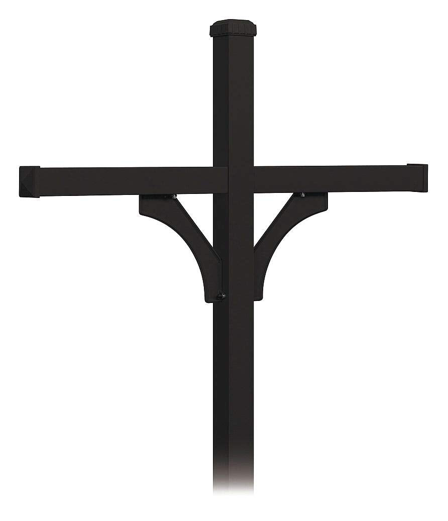 Deluxe Post - 2 Sided - In-Ground Mounted - for (4) Roadside Mailboxes - Black