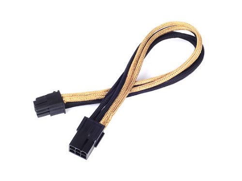 PCIE-6pin to PCIE-6pin(250mm) Power Cable Extneder, Bicolor- Black & Gold