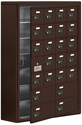 Surface Mounted Cell Phone Locker with 20 A Doors (19 usable) 4 B Doors in Bronze - Resettable Combination Locks