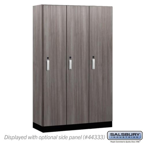 Salsbury 15 Wide Premier Wood Locker-Single Tier-3 Wide-6 Feet High-18” Deep-Skyline Walnut-Silver Electronic Locks