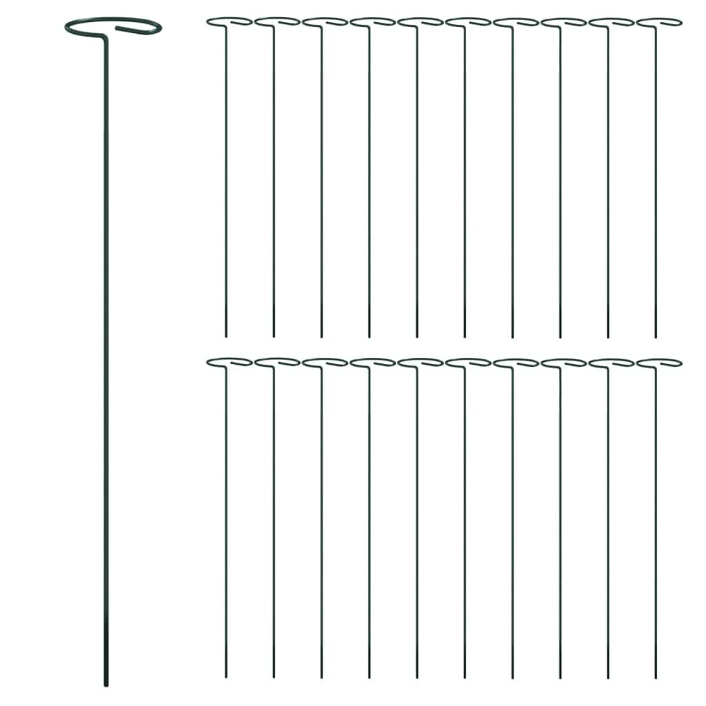 vidaXL Garden Plant Stakes 20 pcs Dark Green 15.7 Steel"