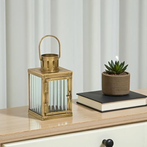 Marzanna 6.75 Fluted Glass & Metal Lantern
