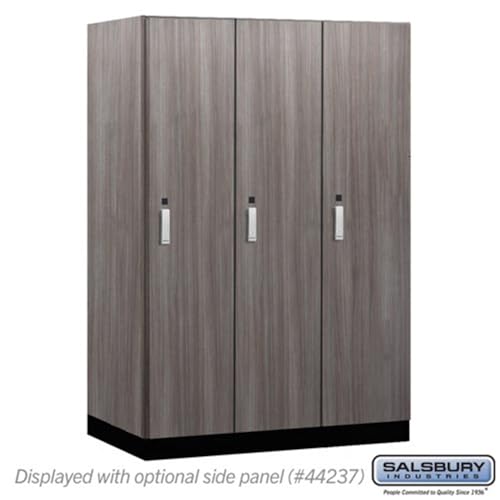 Salsbury 18 Wide Premier Wood Locker-Single Tier-3 Wide-6 Feet High-24” Deep-Skyline Walnut-Silver Electronic Locks
